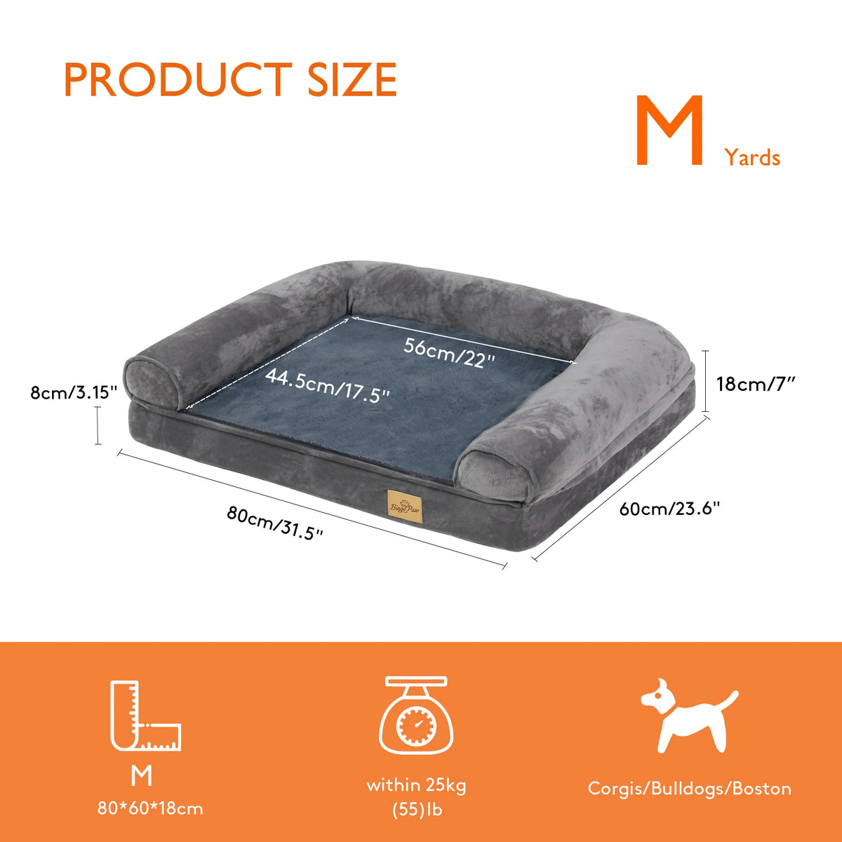 Dog Bed Small, Medium and Large Orthopedic Pet Mattress Couch Sleeping Bed Cushion with Removable Washable Cover Soft Sponge Foam