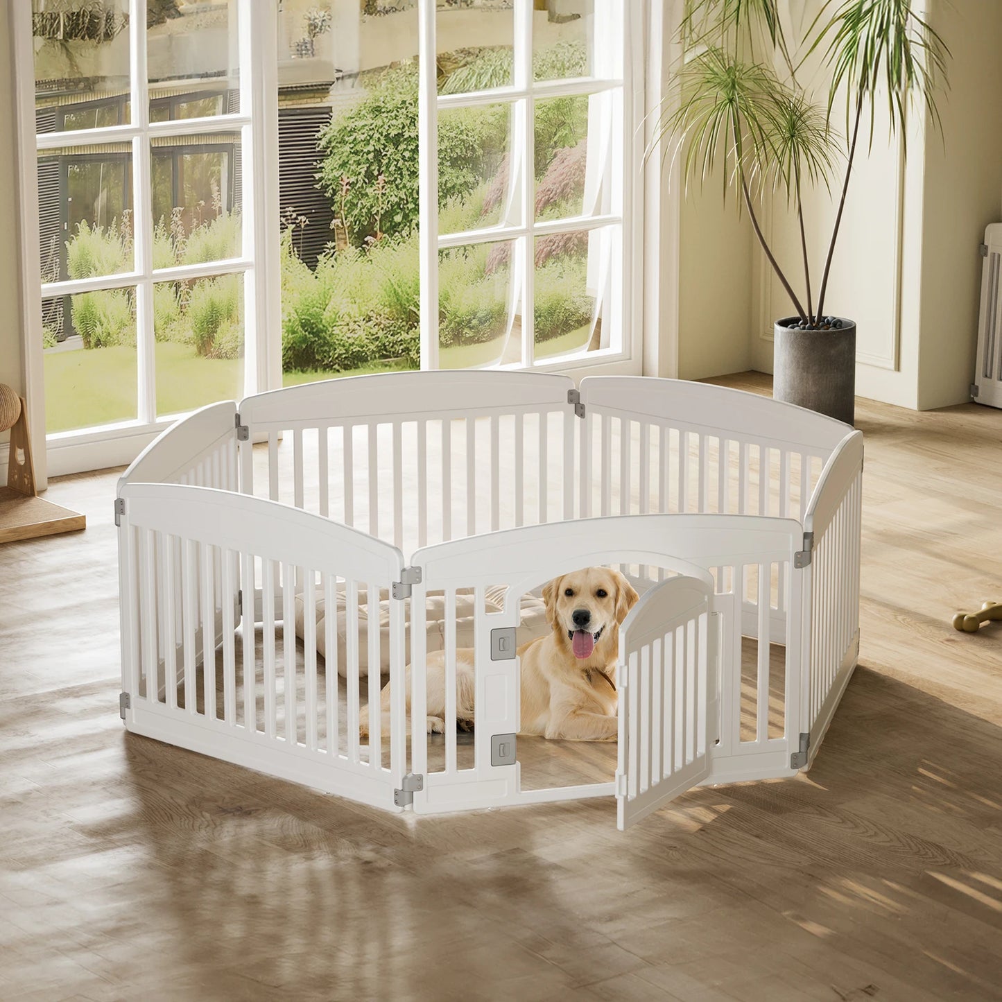 Plastic Dog Playpen 6 Panel 24 inch Expandable Durable Pet Fence for Medium Dogs Indoor Outdoor Folding Portable Puppy Playpen