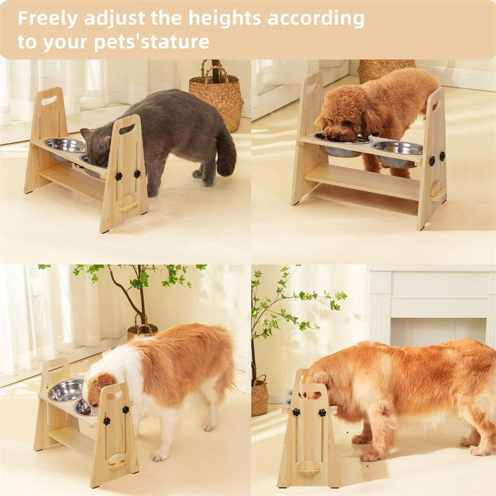 Height Adjustable Elevated Dog Bowls Tall Raised Feeder Stand Dog Food Water Bowl Feeder Station for Small, Medium and Large Dogs