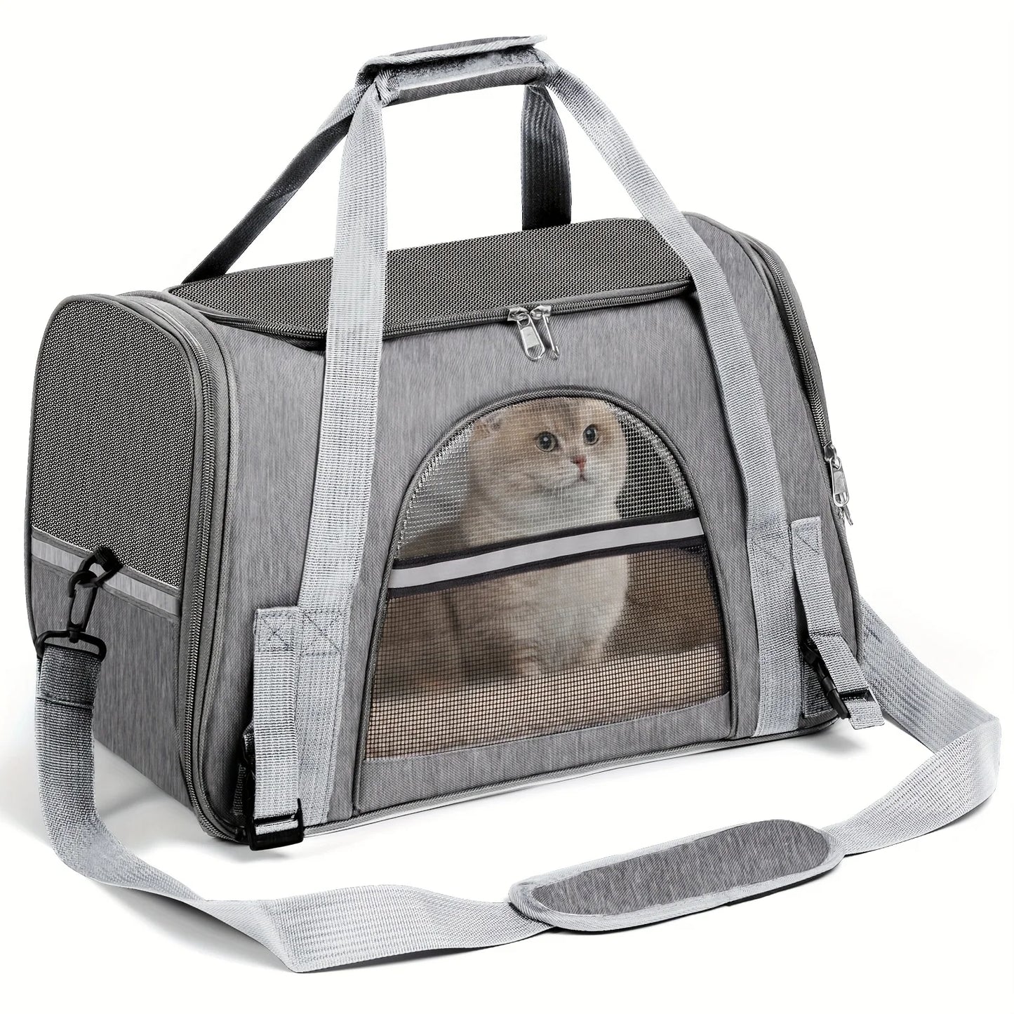 Carriers for Small Dogs and Cats, Secure Zipper Anti-Escape Pet Carrier Backpack | Spacious Ventilated Foldable Cat/Dog Travel Bag | Car & Airline Approved Collapsible Cage with Breathable Design