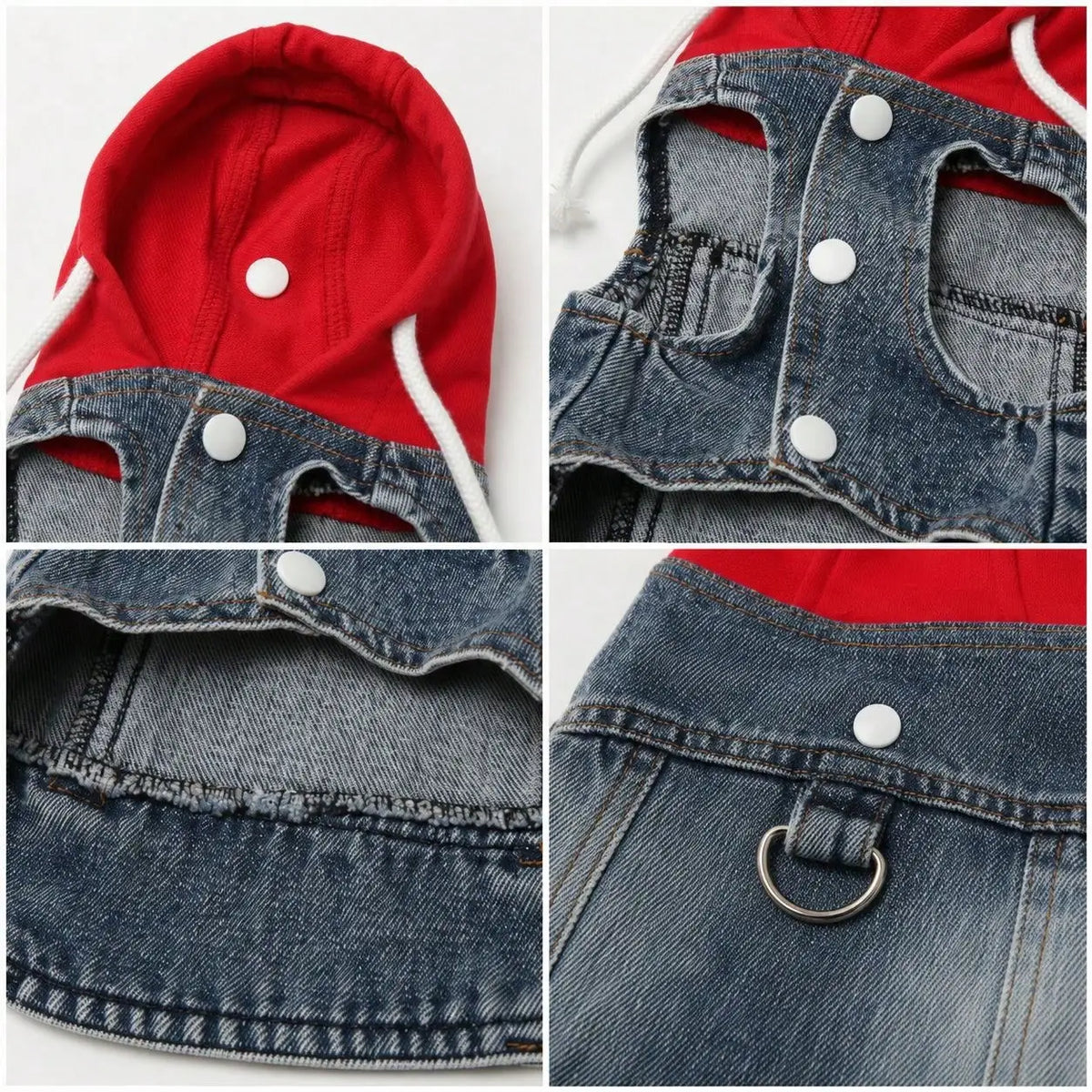 One Piece Pet Hoodie, Four-Season Denim Vest For Outdoor Wear, Drawstring Outfit For Dogs & Cats, Fit Teddy Bichon