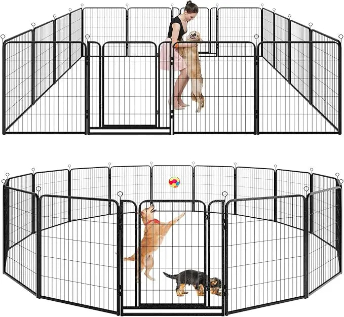 Dog Playpen Outdoor Extra Wide 12 or 16 Piece Panels Heavy Duty Anti-Rust Coating-Strengthened Dog Fence 40 Height