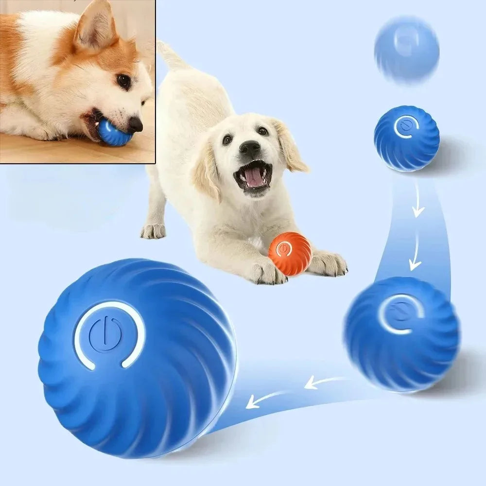 Automatic Moving Dog Toy Ball Yellow USB Rechargeable Smart Interactive Bouncing & Rolling Chew Toy for Small Dogs
