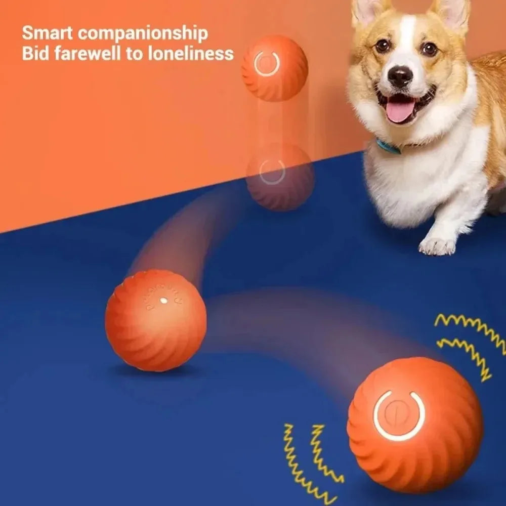 Automatic Moving Dog Toy Ball Yellow USB Rechargeable Smart Interactive Bouncing & Rolling Chew Toy for Small Dogs