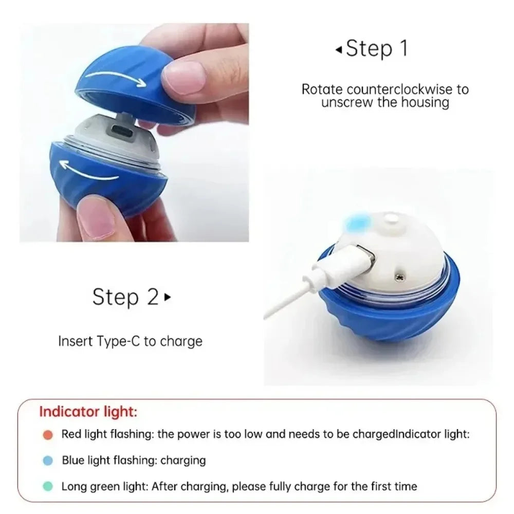 Automatic Moving Dog Toy Ball Yellow USB Rechargeable Smart Interactive Bouncing & Rolling Chew Toy for Small Dogs