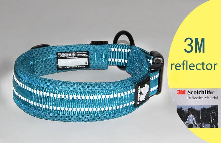 Pet Dog Collar Nylon Adjustable Webbing Padded Soft Reflective Durable Heavy Duty Training Custom Luxury