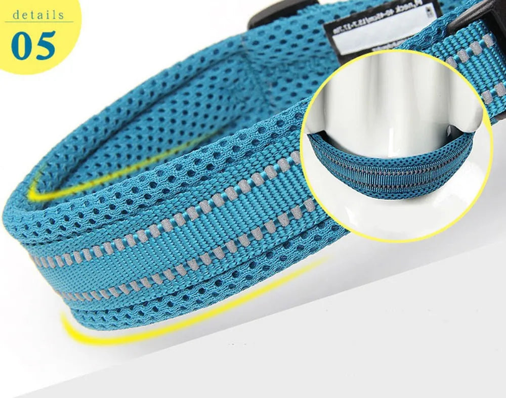 Pet Dog Collar Nylon Adjustable Webbing Padded Soft Reflective Durable Heavy Duty Training Custom Luxury