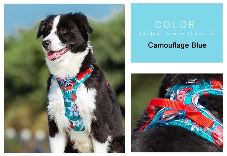 Dog Harness Camouflage Reflective Nylon Special Edition and Upgrade Version Easy to Adjust TLH5653, Explosion-proof Harness