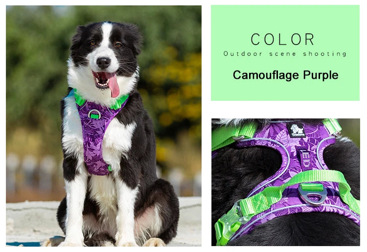 Dog Harness Camouflage Reflective Nylon Special Edition and Upgrade Version Easy to Adjust TLH5653, Explosion-proof Harness