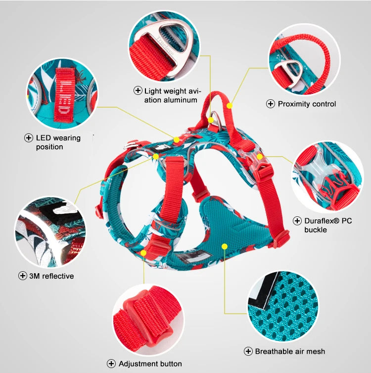 Dog Harness Camouflage Reflective Nylon Special Edition and Upgrade Version Easy to Adjust TLH5653, Explosion-proof Harness