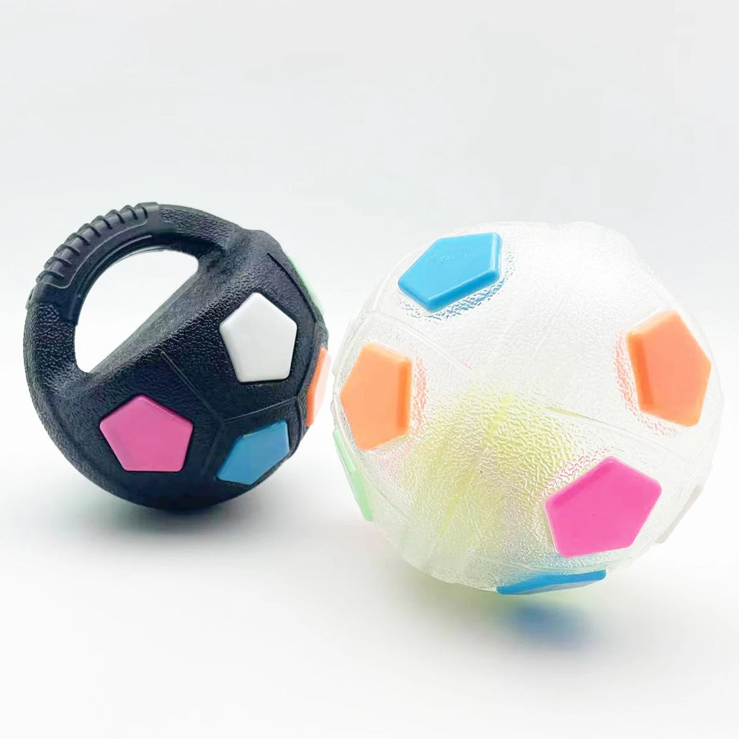 Dog Calming Ball with Handle Football Shape Interactive Squeaky Toy for Small Medium Large Breeds