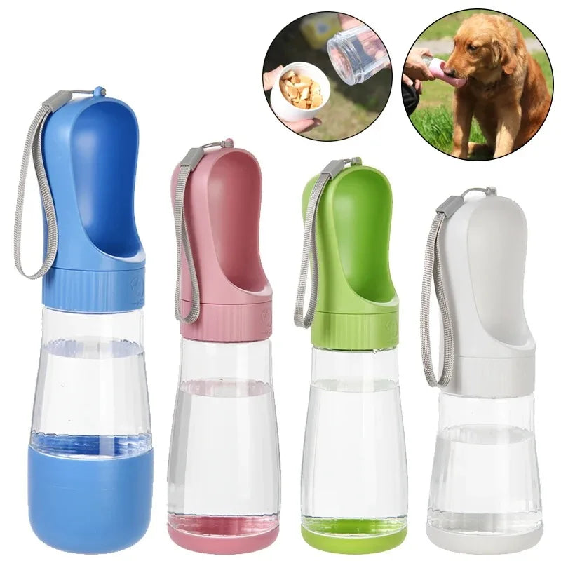 Portable Dog Water Bottle 320ML With Food Container Travel 2 in 1 Pet Water Dispenser For Small, Medium, and Large Dogs Drinking Bowls