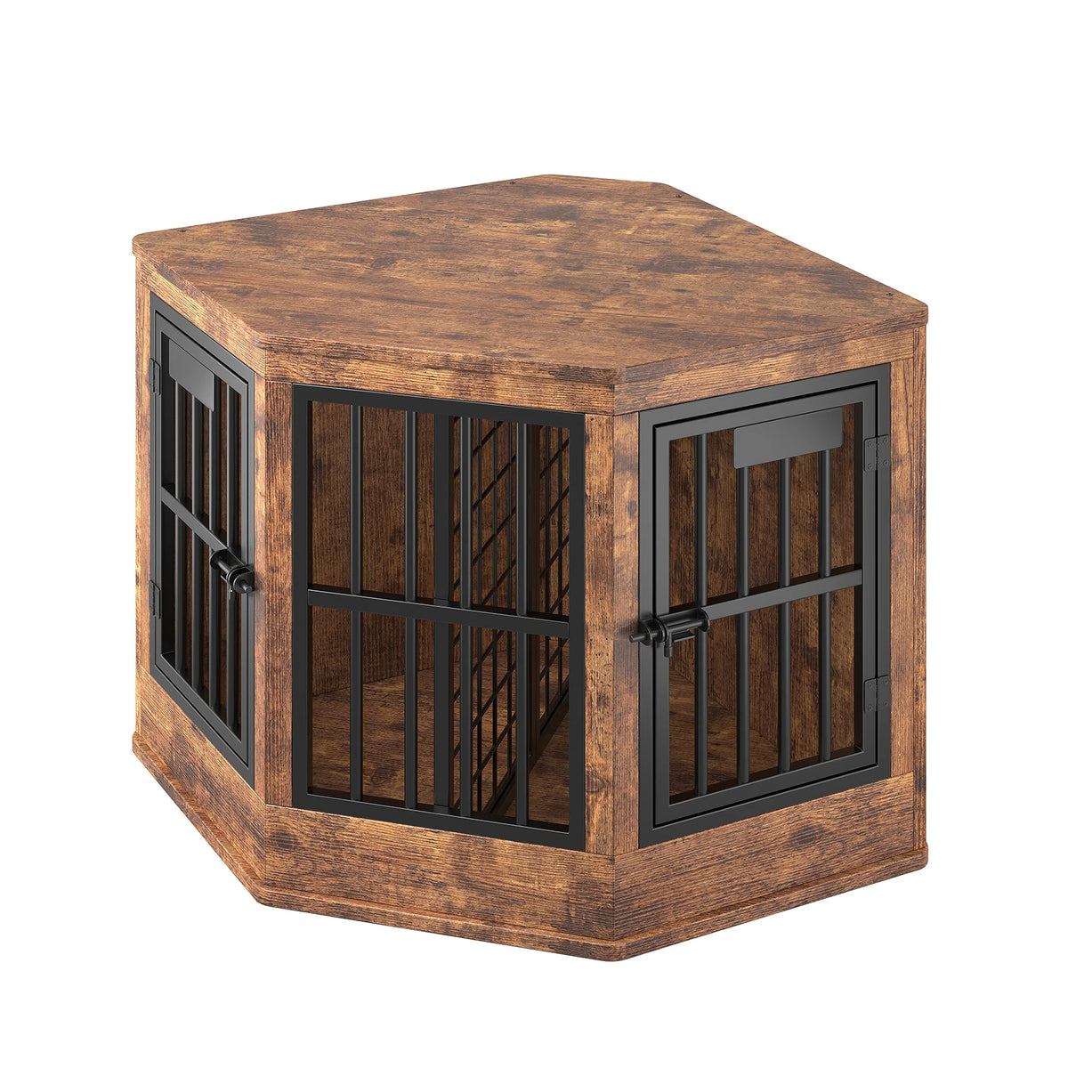 Corner Dog Crate Furniture Modern Indoor Dog Cage Decorative Pet House TV Stand for Medium and Large Sized Dogs Kennel Brown