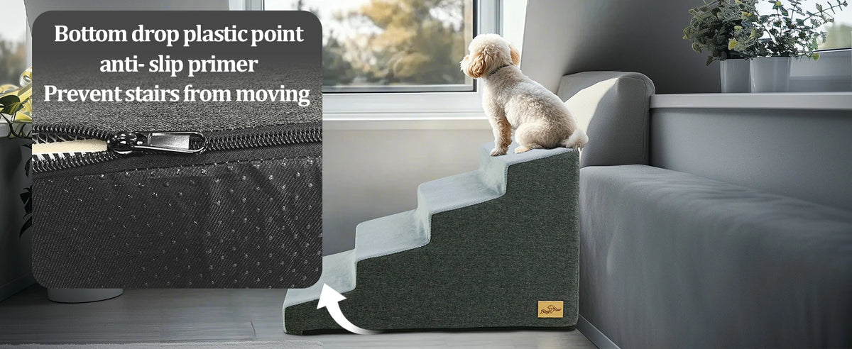 Small Dog Stairs, Ramp, Ladder High-Density Foam Sponge Dogs Sofa Removable and Washable Training Pet Ramp Stairs 3/4/5 Steps