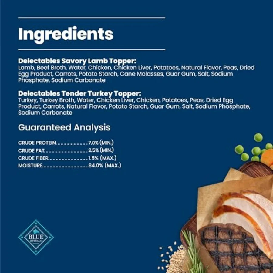 Delectables Variety Pack Natural Wet Dog Food Topper Savory Tender Tender Cuts in Gravy with Natural Ingredients, Vitamins