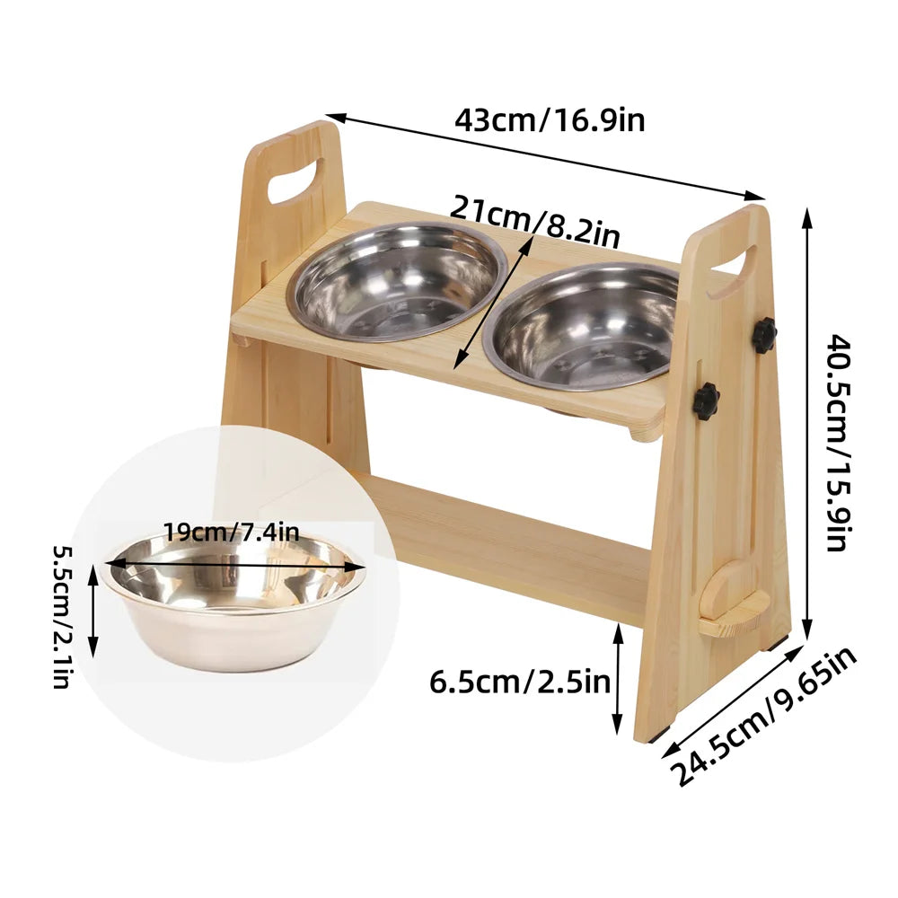 Height Adjustable Elevated Dog Bowls Tall Raised Feeder Stand Dog Food Water Bowl Feeder Station for Small, Medium and Large Dogs