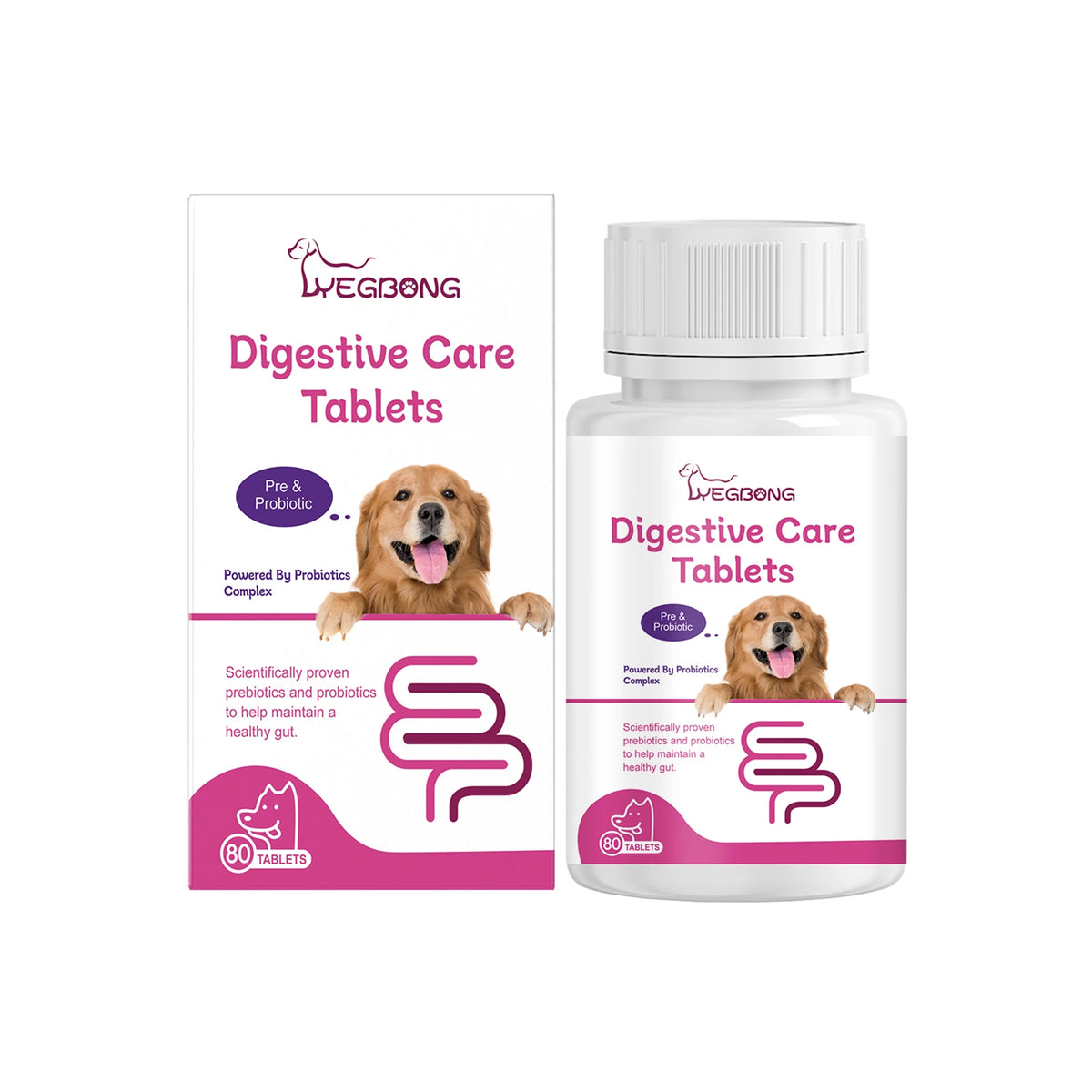 Pet Probiotic Chewable Tablets for Dogs Digestive Health Gut Flora Immune Support Diarrhea Relief Prebiotics Digestive Enzymes Chicken Flavor Daily Supplement for Puppy Sensitive Stomach Safe Natural Effective