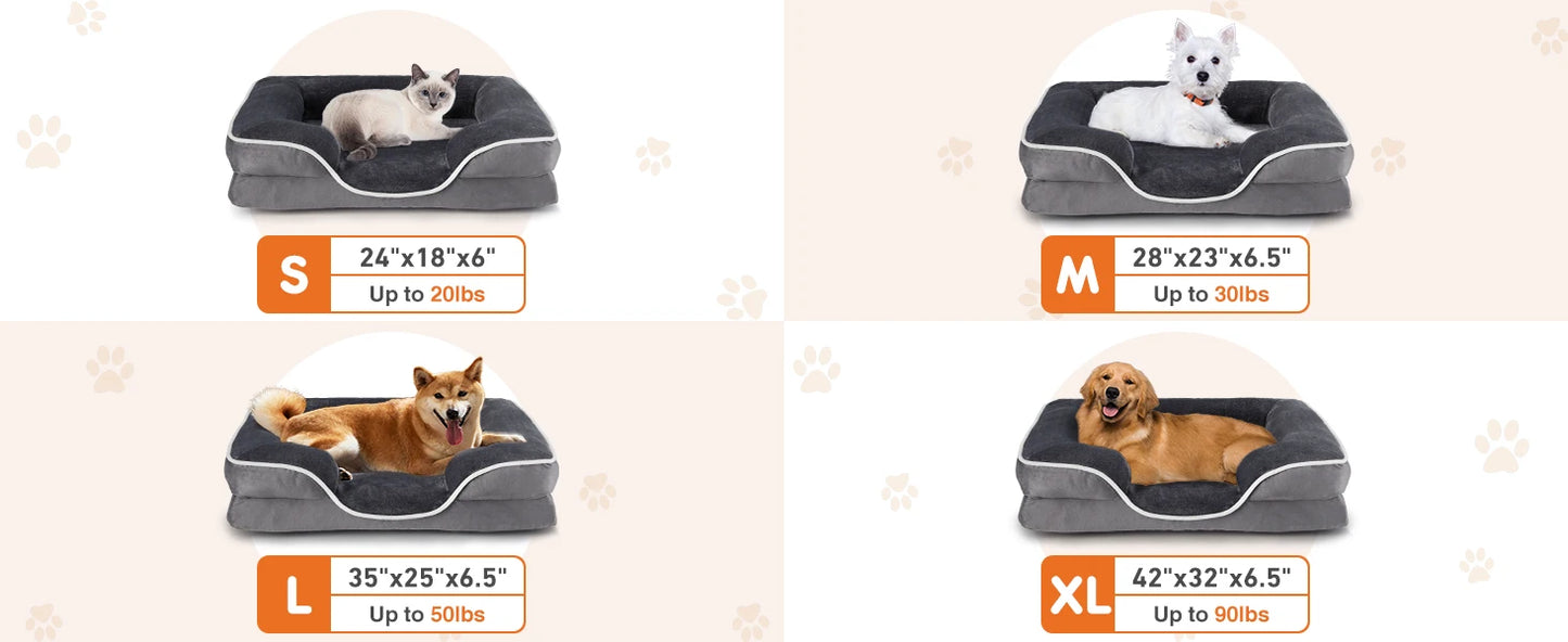 Orthopedic Dog Bed Memory Foam Pet Bed for Small Dogs with Washable Removable Cover Non-Slip Base Waterproof Liner