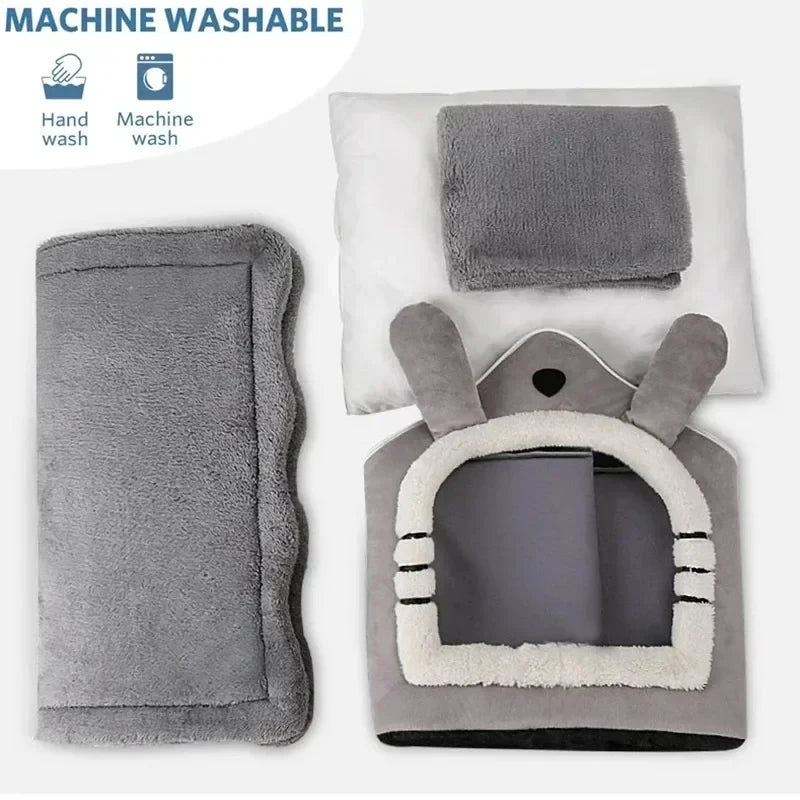 Indoor Warm Soft Pet House Bed Tent & Kennel for Small Dogs, All-Season Use with Removable Washable Cushion