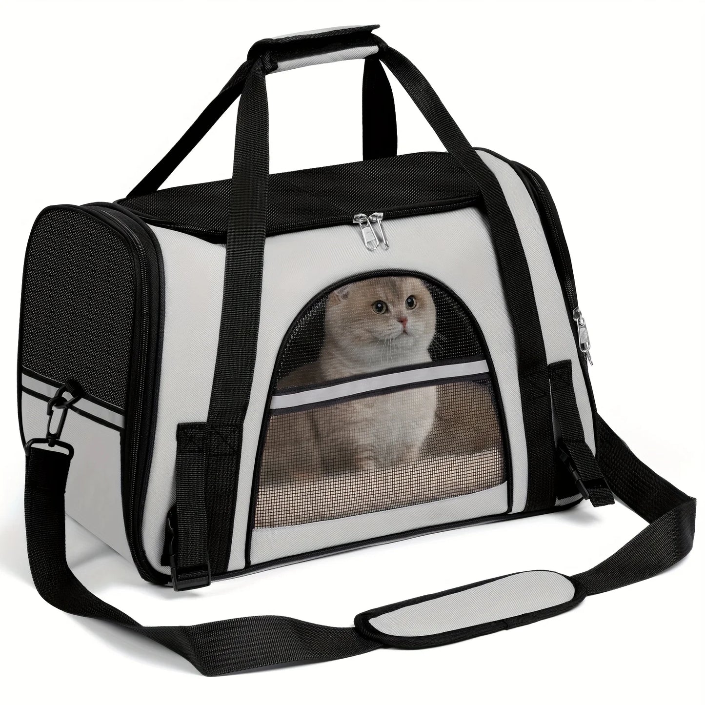 Carriers for Small Dogs and Cats, Secure Zipper Anti-Escape Pet Carrier Backpack | Spacious Ventilated Foldable Cat/Dog Travel Bag | Car & Airline Approved Collapsible Cage with Breathable Design