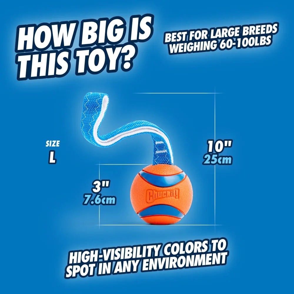 Dog Tug Toy with Ball and Pull Strap Interactive Chew Toy for Aggressive Chewers All Sized Dogs Tough Durable Rubber Ball for Tug of War Fetch Outdoor Play Teeth Cleaning