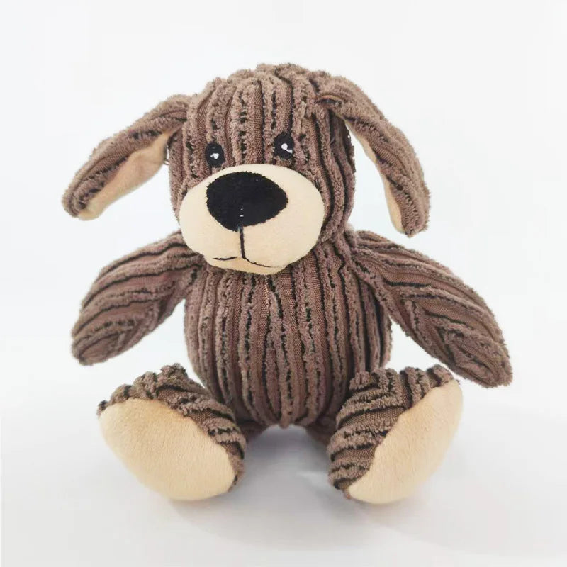 Plush Puppy Dog Chew Toy - Striped Stuffed Animal Chewable Puppies for Small to Medium Dogs - Ideal Gift for Puppies