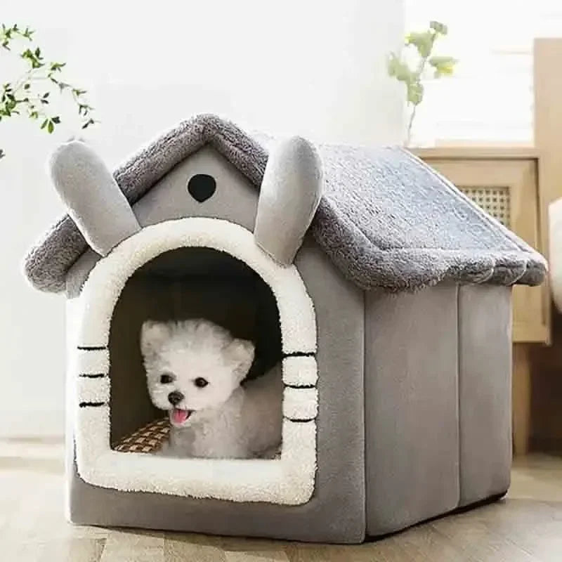 Indoor Warm Soft Pet House Bed Tent & Kennel for Small Dogs, All-Season Use with Removable Washable Cushion