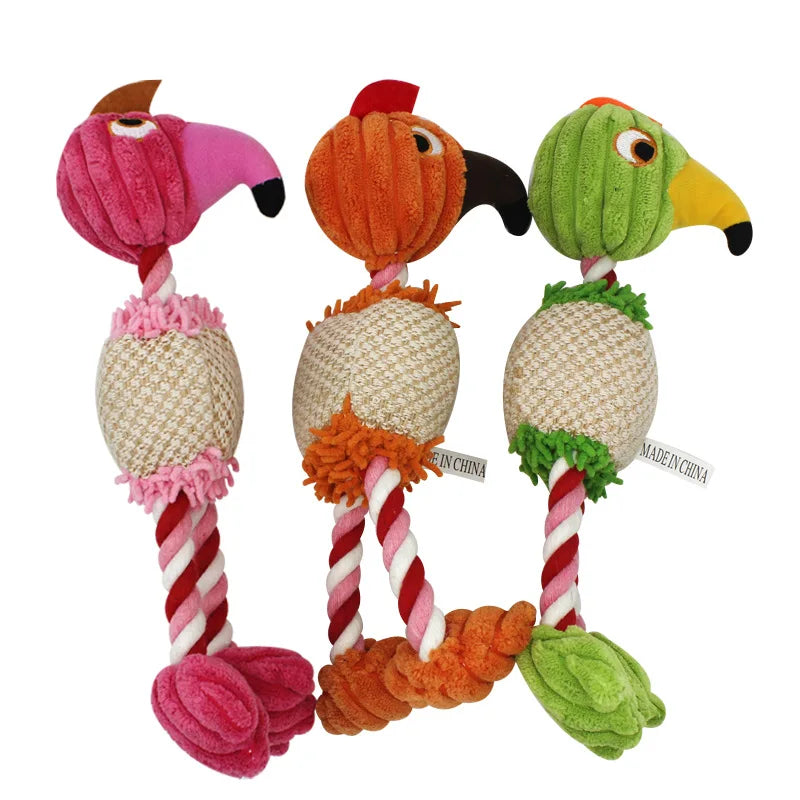 Plush Flamingo Pet Squeaky Toys for Small Dogs Clean Teeth Puppy Dog Chew Toy Squeak Pets Accessories Dog Supplies Octopus Chick