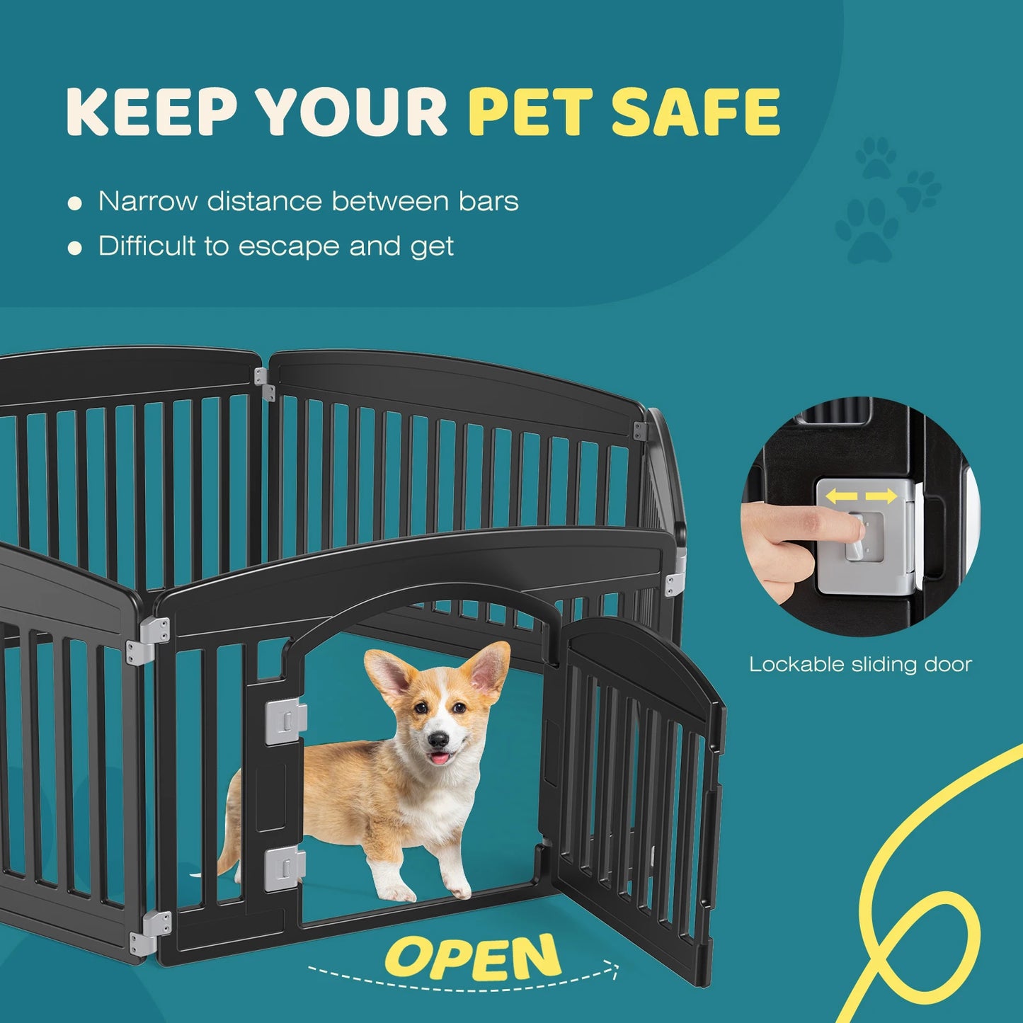 Plastic Dog Playpen 6 Panel 24 inch Expandable Durable Pet Fence for Medium Dogs Indoor Outdoor Folding Portable Puppy Playpen