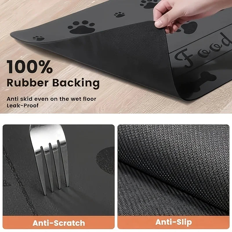 Absorbent Placemat For Dogs, Pet Feeding Mat For Food And Water Bowls, Waterproof Rubber Backing Quick Dry Water Dispenser Mat