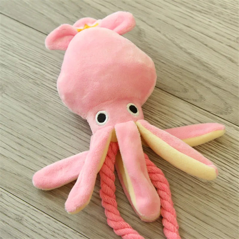 Plush Flamingo Pet Squeaky Toys for Small Dogs Clean Teeth Puppy Dog Chew Toy Squeak Pets Accessories Dog Supplies Octopus Chick