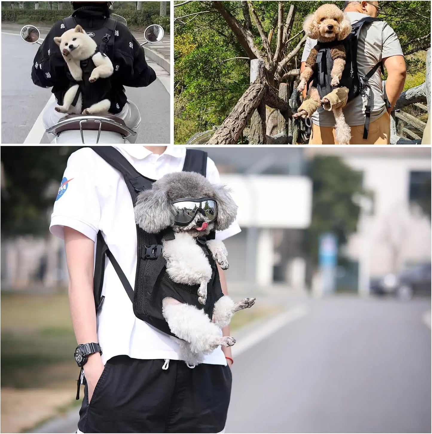 Dog Front Carrier Backpack for Small Dogs, Legs Out Pet Sling with Adjustable Padded Shoulder Straps, Easy-Fit for Travel Hiking Camping