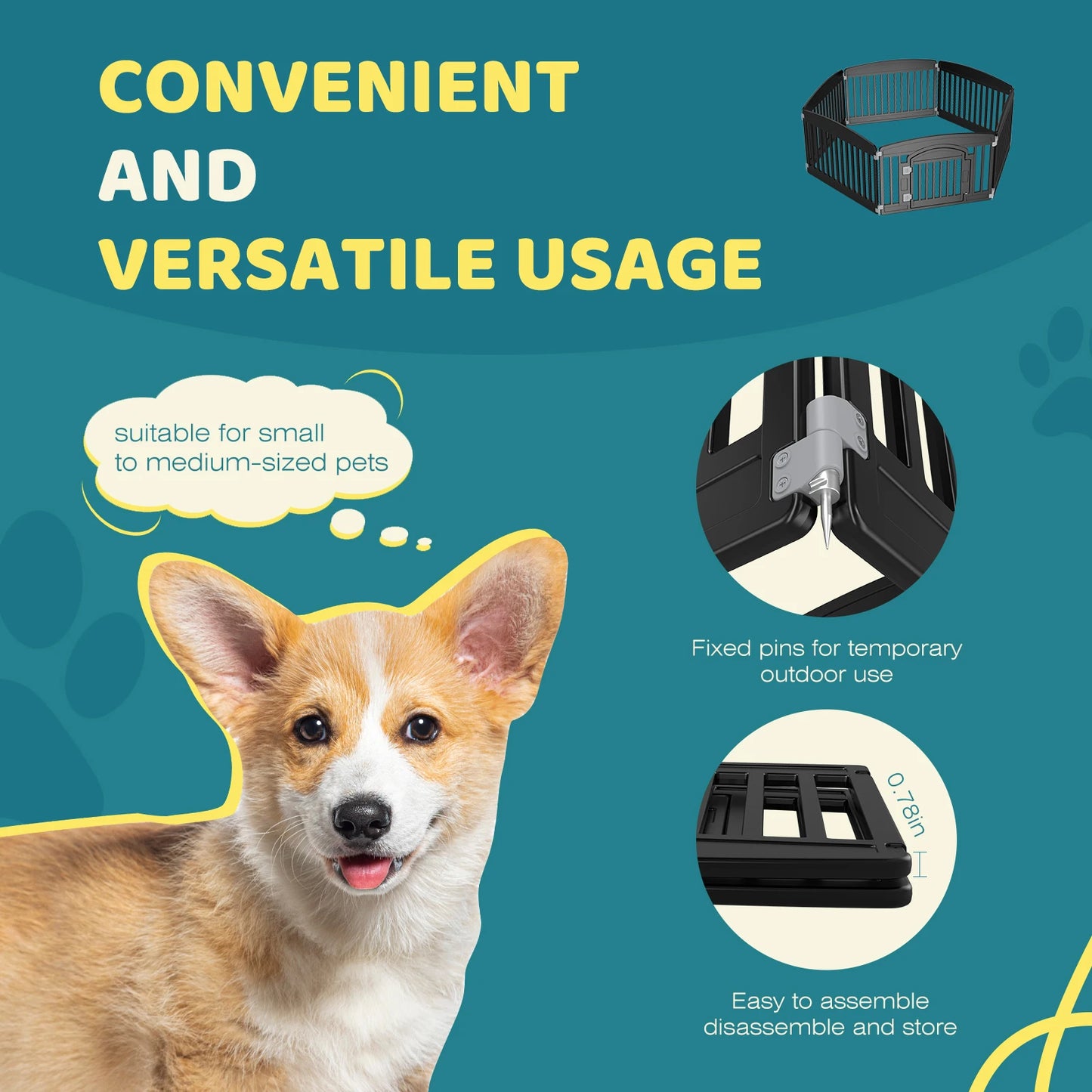 Plastic Dog Playpen 6 Panel 24 inch Expandable Durable Pet Fence for Medium Dogs Indoor Outdoor Folding Portable Puppy Playpen