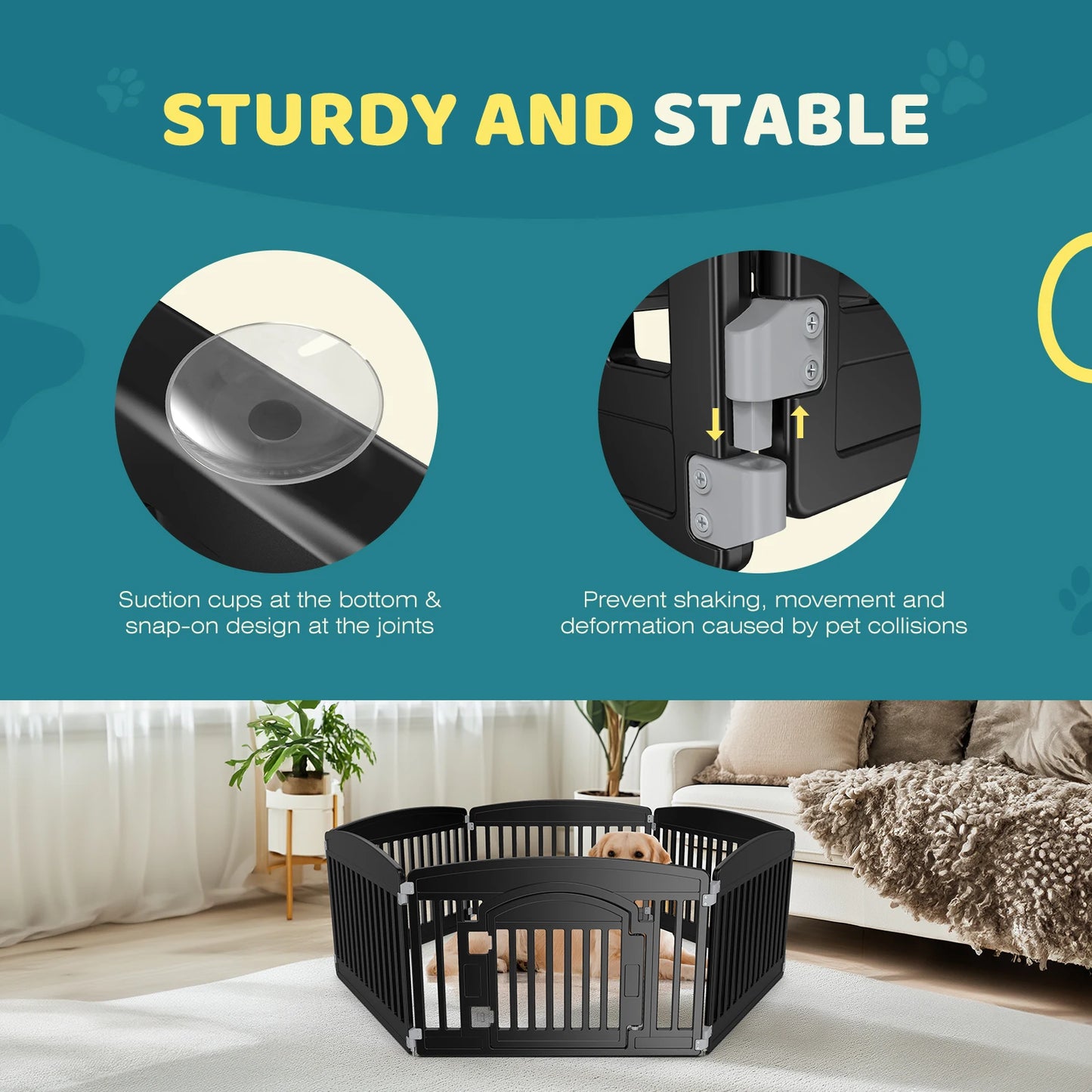 Plastic Dog Playpen 6 Panel 24 inch Expandable Durable Pet Fence for Medium Dogs Indoor Outdoor Folding Portable Puppy Playpen