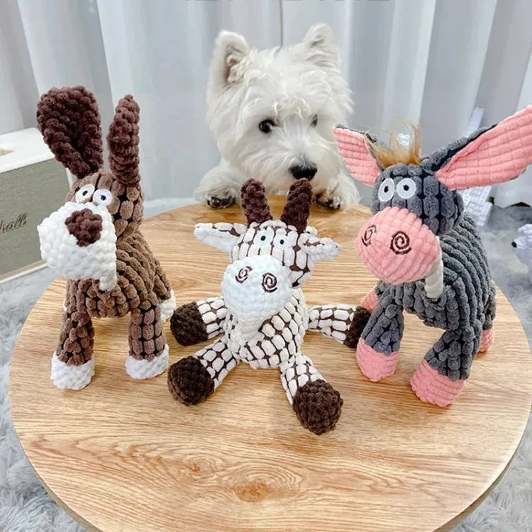 Plush Squeaky Puppy Chew Toys Teething Training Dog Toys for Small Dogs Cute Donkey or Bunny Designs