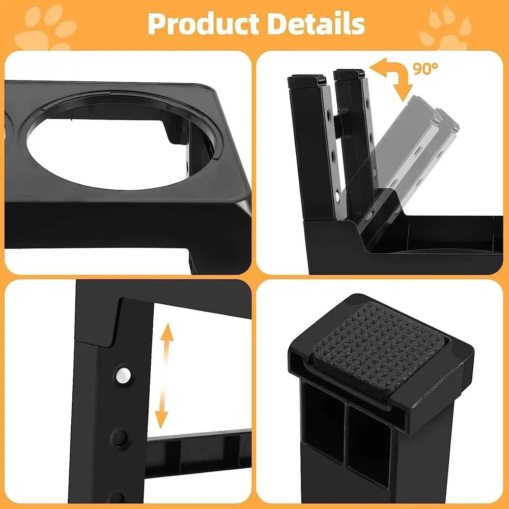 Dog Bowl, Adjustable Elevated Dog Bowls for all Stages of Growth, Durable Plastic Stainless Steel, Raised Pet Feeding Station