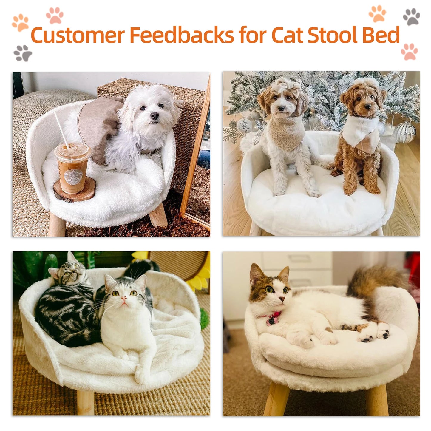 Elevated Dog Sofa Bed Raised Pet Chair Small Dog Couch Bed Removable Cushion Sleep House
