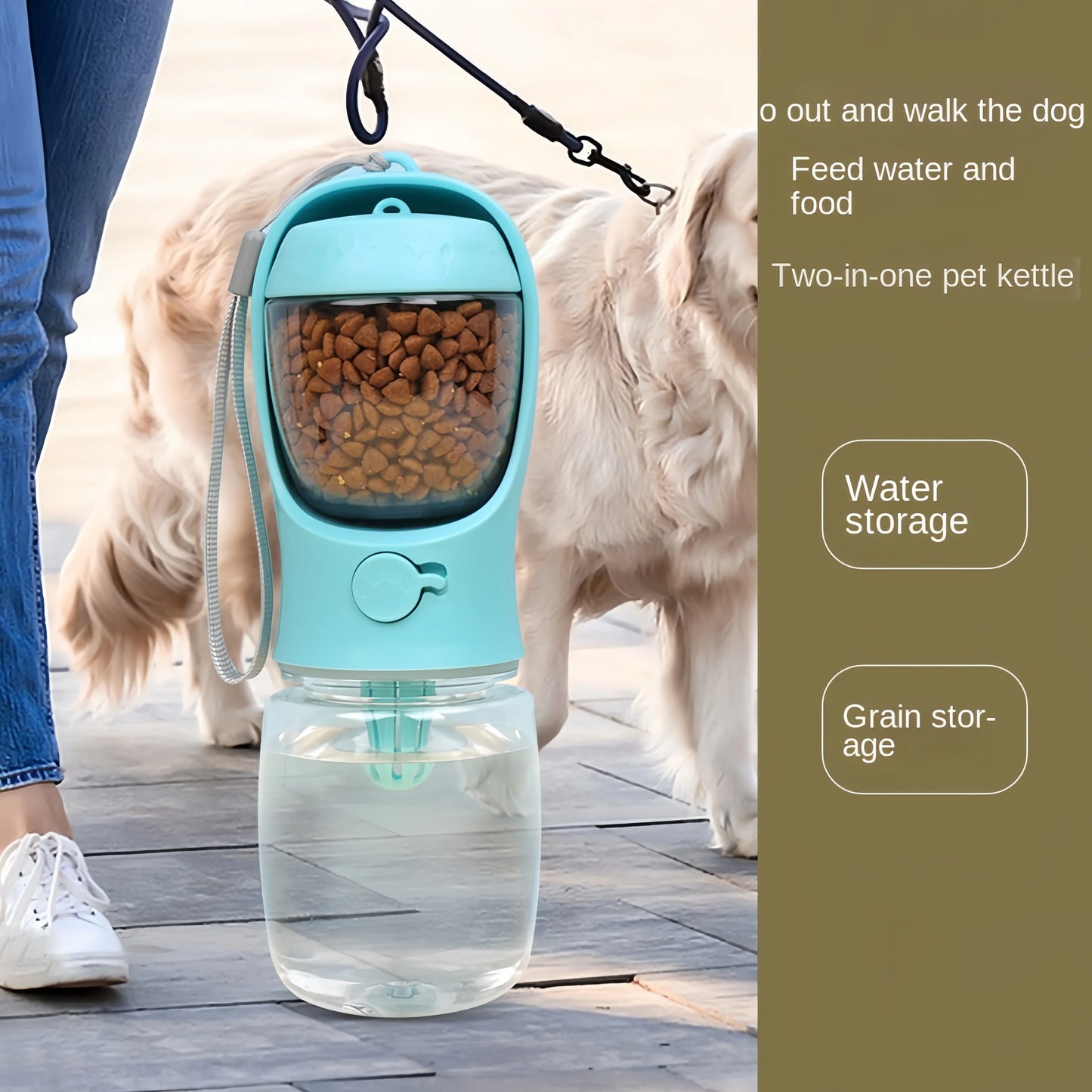 Portable Dog Water Bottle with Storage Food and Water Container for Small Dogs Feeder Bowl Outdoor Travel Supplies