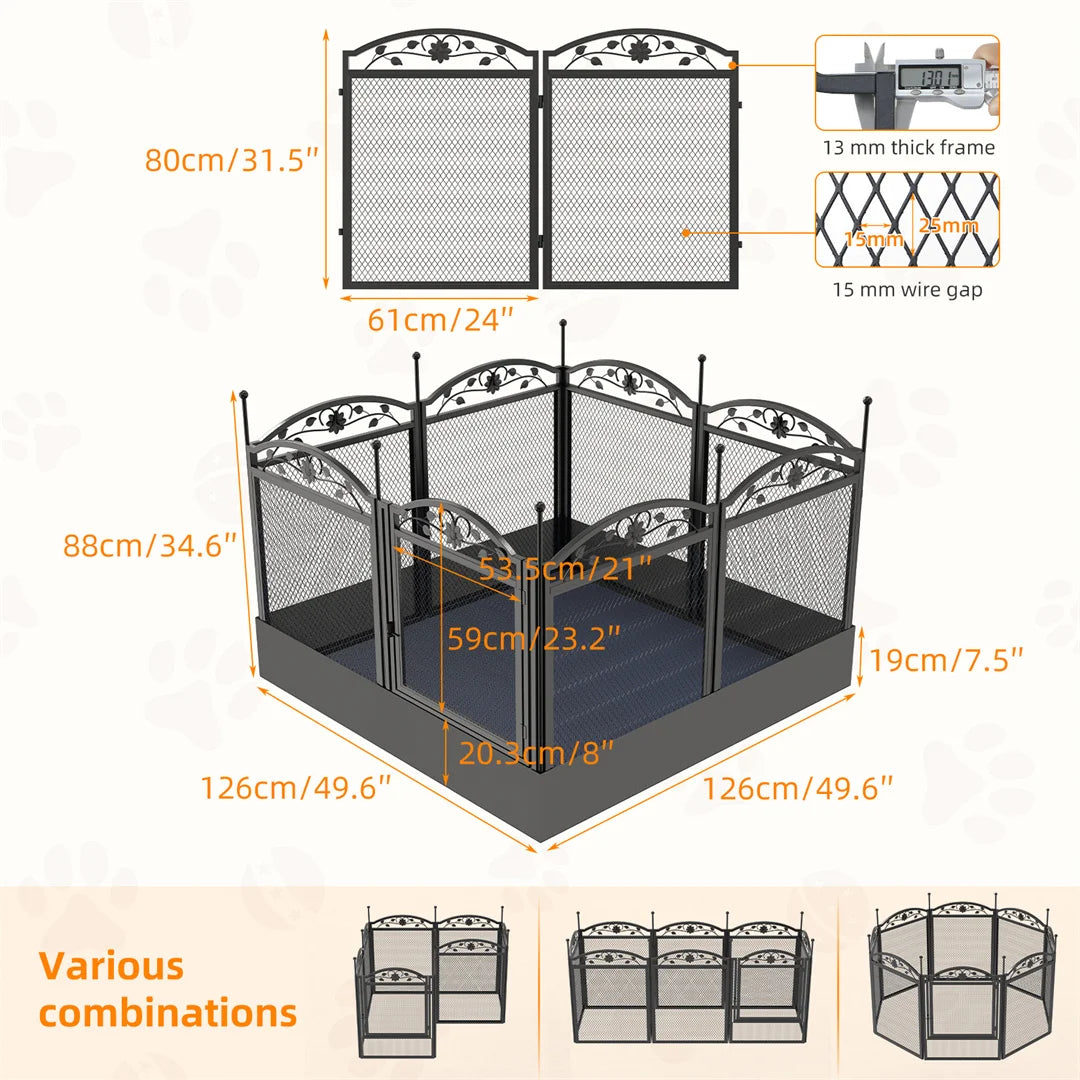 8 Panels DIY Heavy Duty Dog Playpen Pen Outdoor Indoor Dog Puppy Metal Fence with Waterproof Fertility Pad for Whelping, Training