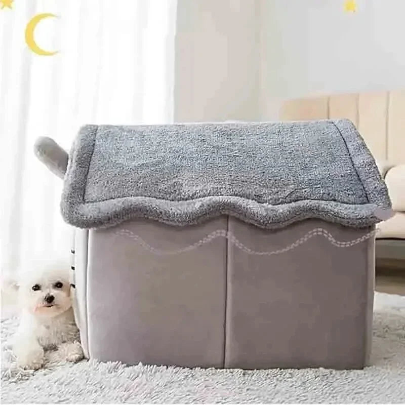 Indoor Warm Soft Pet House Bed Tent & Kennel for Small Dogs, All-Season Use with Removable Washable Cushion