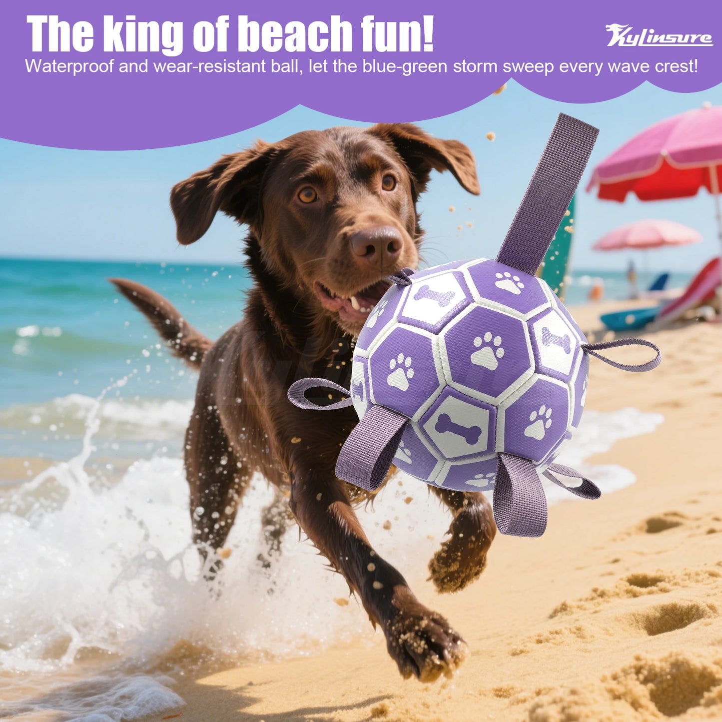 Small Dog Toy Soccer Ball with Straps, Interactive Dog Toys for Tug of War, Puppy Birthday Gifts, Water Toy, Durable Dog Balls