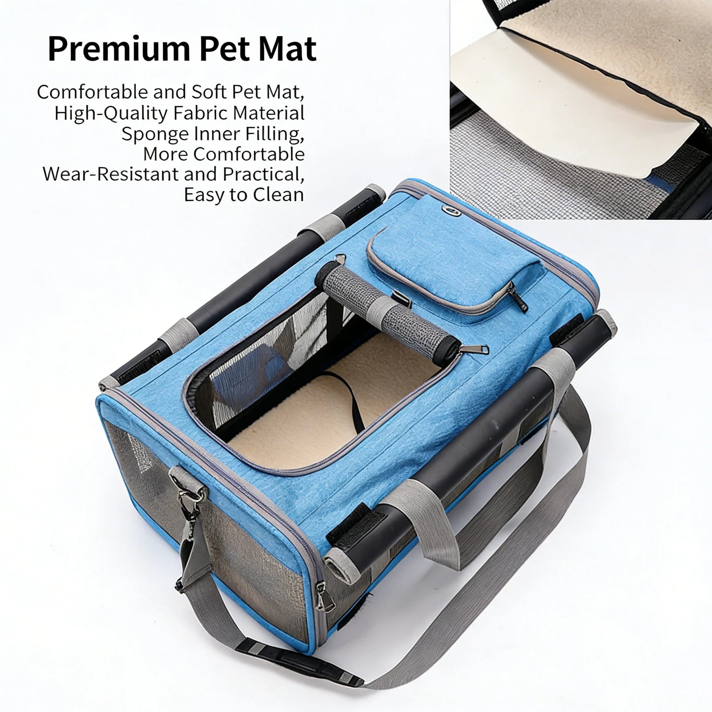 Portable Expandable Small Dog Travel Bag Soft-Sided Transparent Breathable Lightweight Handheld or Crossbody Outdoor Pet Bag Stylish