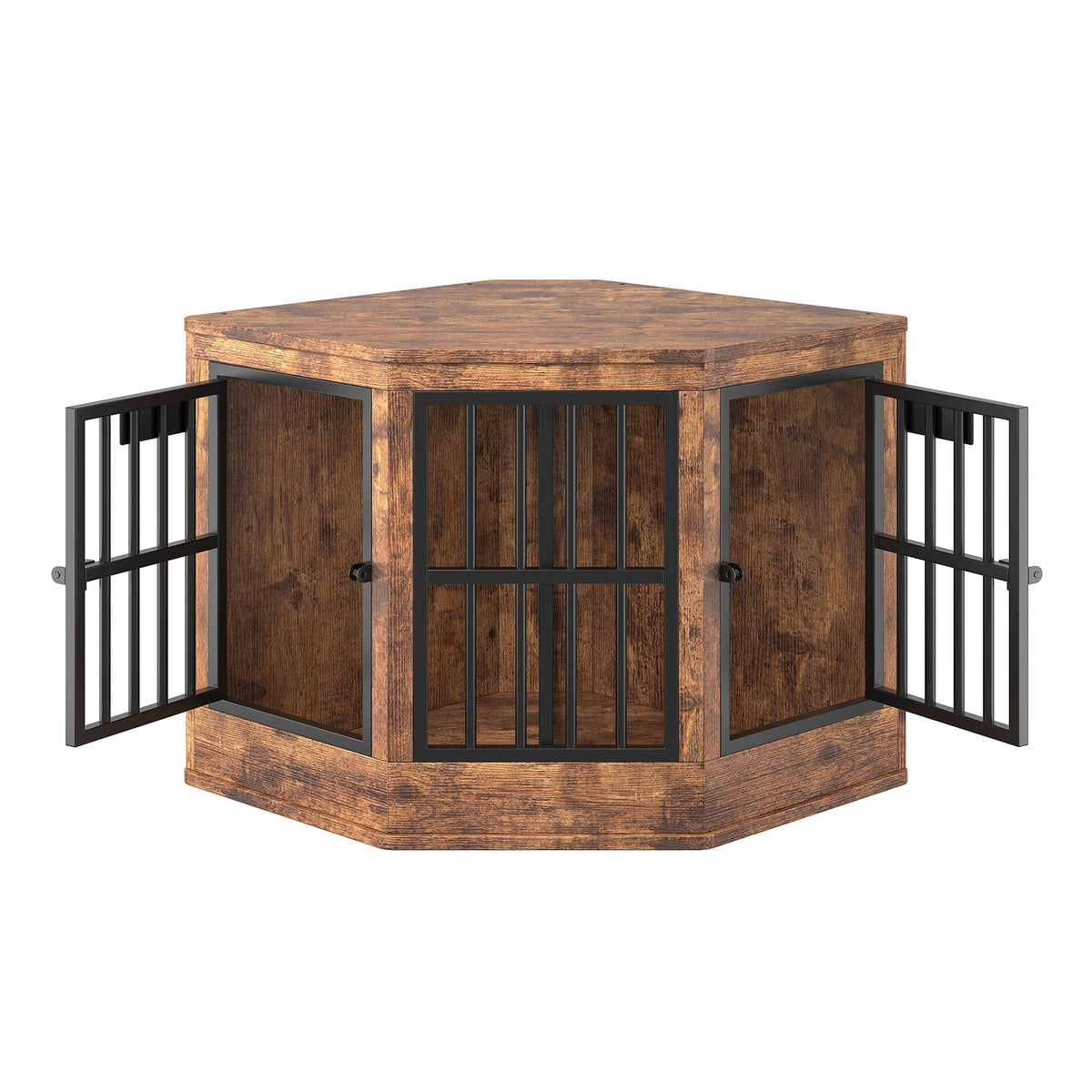 Corner Dog Crate Furniture Modern Indoor Dog Cage Decorative Pet House TV Stand for Medium and Large Sized Dogs Kennel Brown