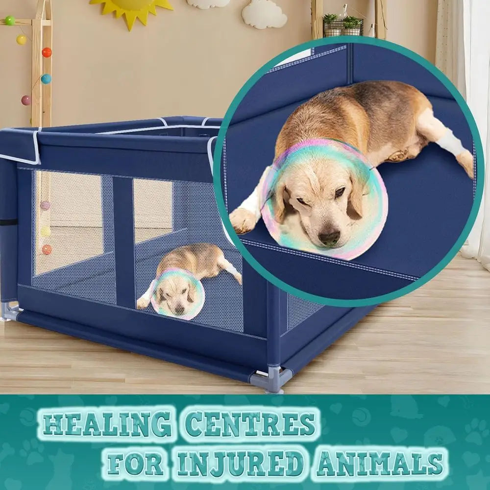 42x42x25.6 Inches Puppy Playpen with Gate, Dog Playpen for Puppies or Small Dogs, DogFence Pet Playpen for Indoor & Outdoor, Stu