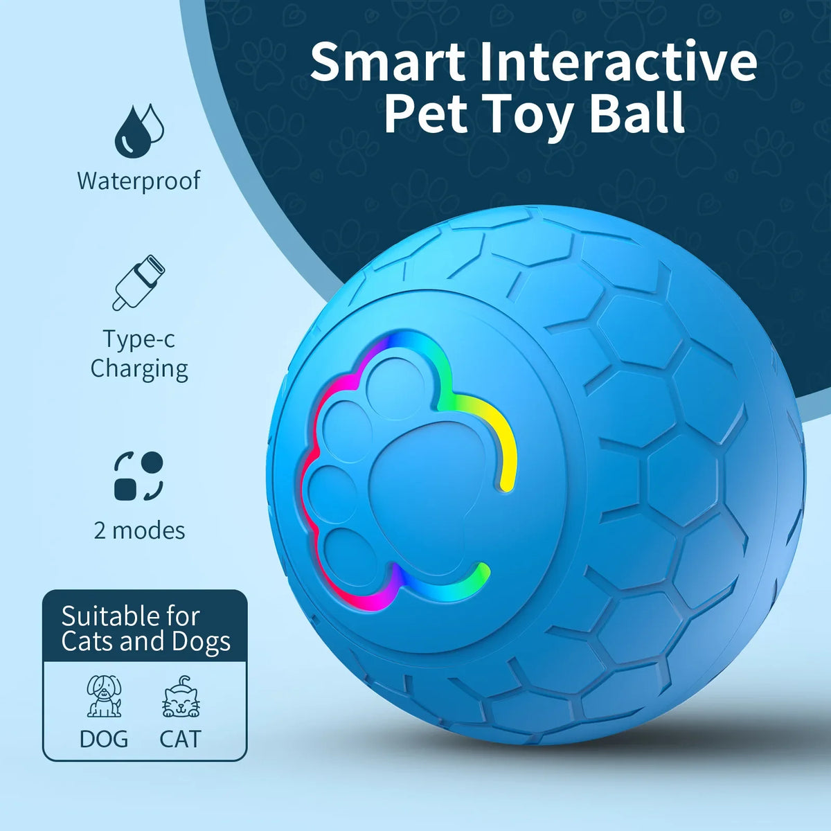 Smart Interactive Dog Toy Ball Electronic Pet Toy Ball Automatic Bouncing Rolling Toy Ball With Lights Puppy Product