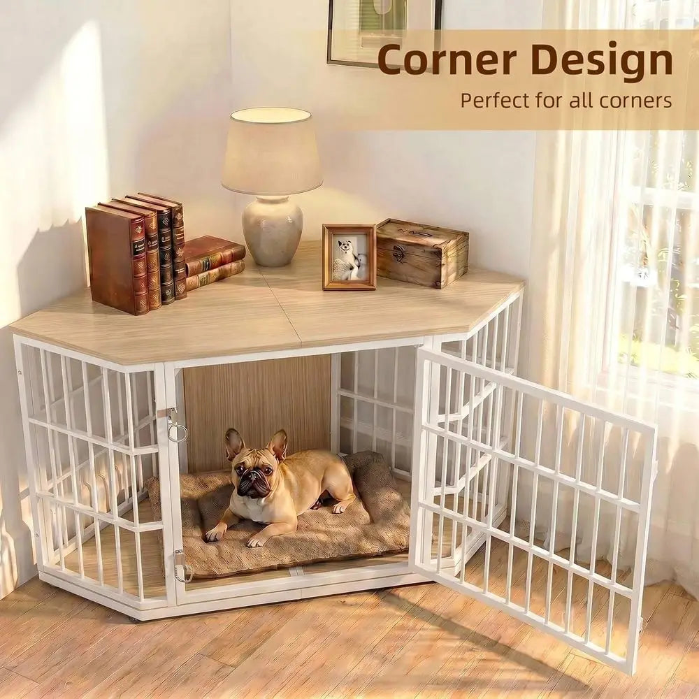 Dog Crate Furniture 52 Inch Wooden Dog Kennel Furniture, End Table Dog Crate or Large Dogs, Indoor Pet Crates Side Table or Dogs