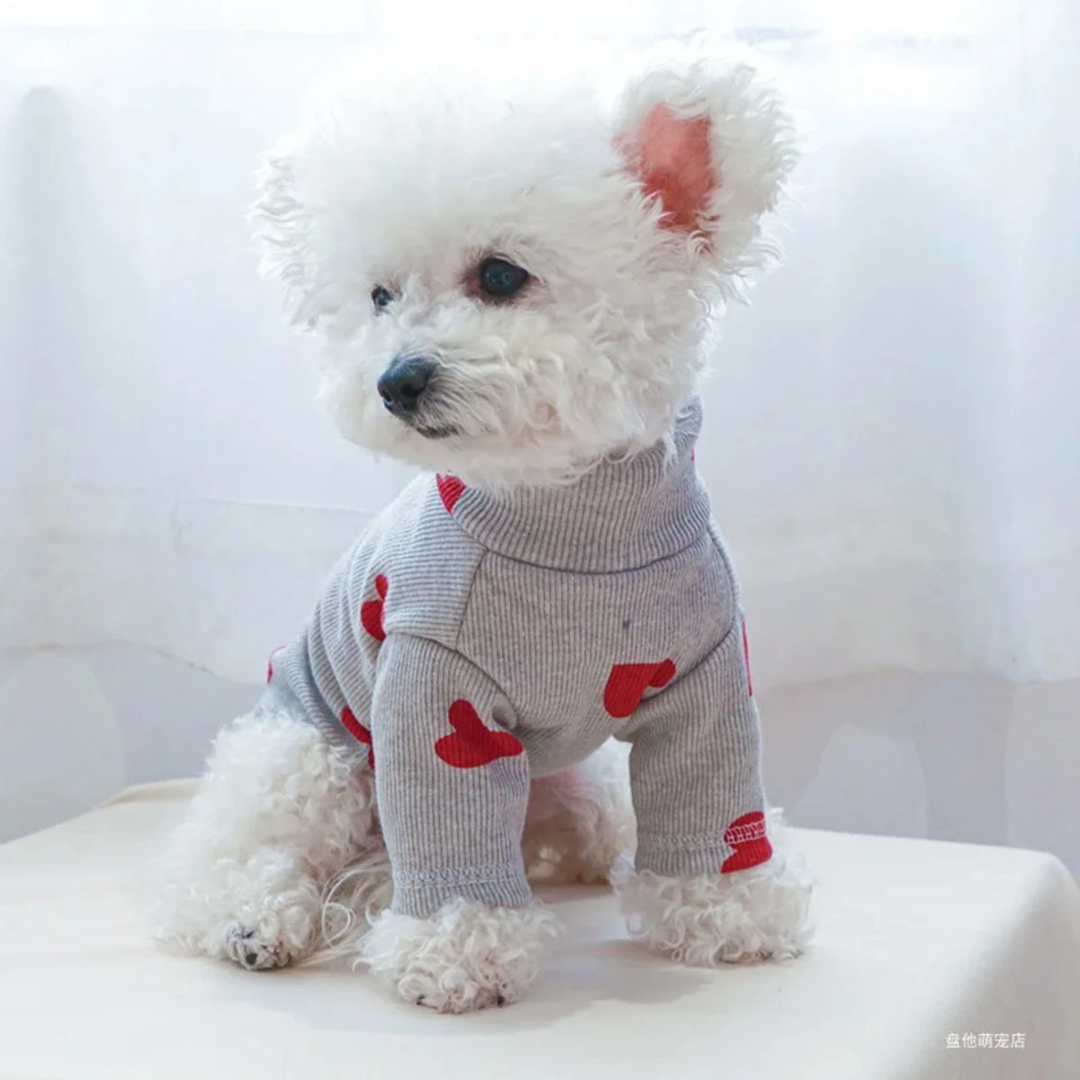 Small Dog Puppy Clothes Shirt Fit Small Dog Pet All seasons Love printed Valentine's Day bottom shirt