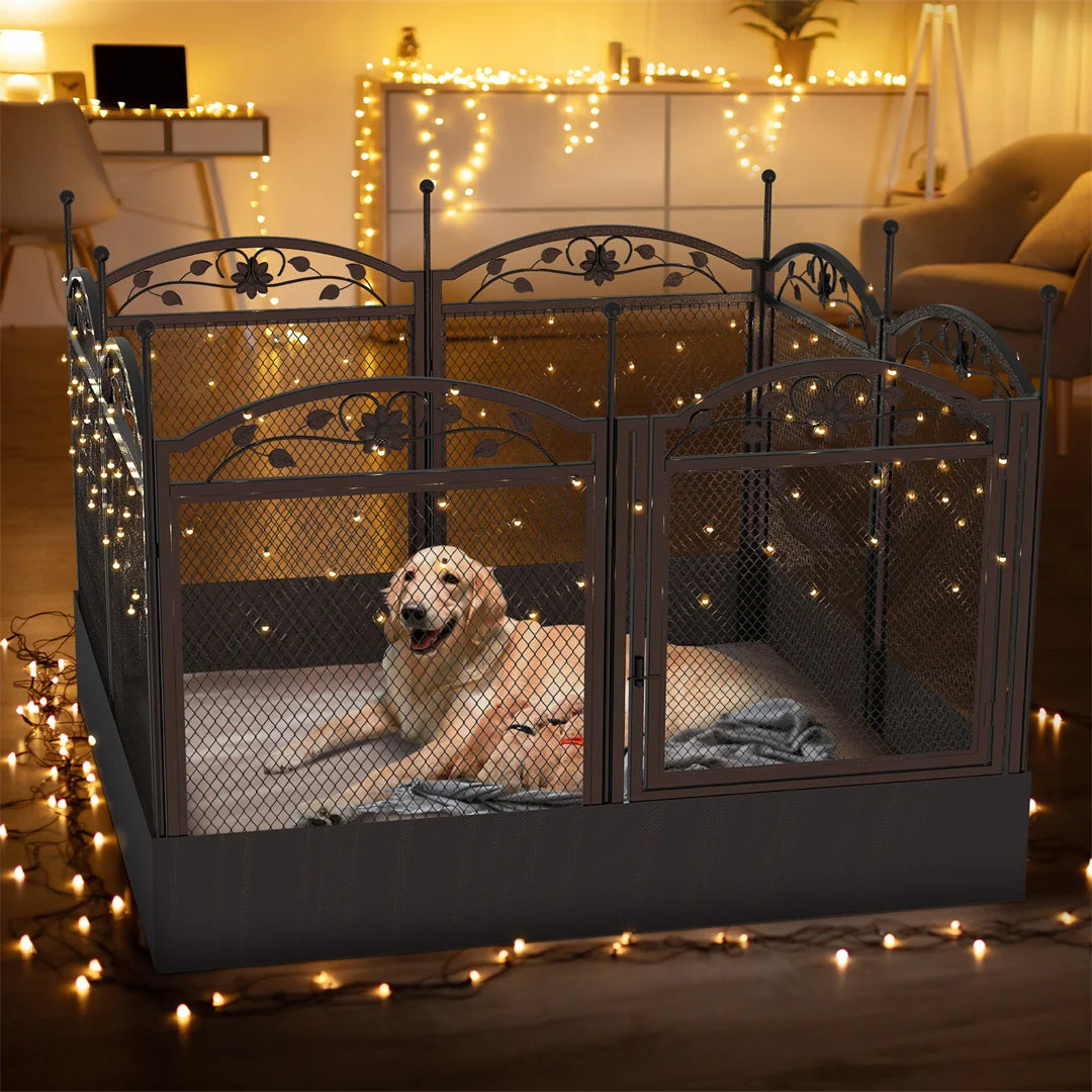 8 Panels DIY Heavy Duty Dog Playpen Pen Outdoor Indoor Dog Puppy Metal Fence with Waterproof Fertility Pad for Whelping, Training