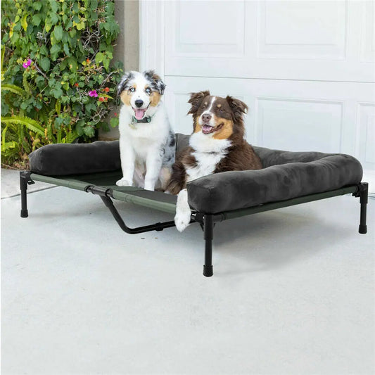 Dog Bed for Dogs Indoor Outdoor Elevated Pet Lounger Bed with Detachable Plush Bolster Cooling  Summer L XL 2XL