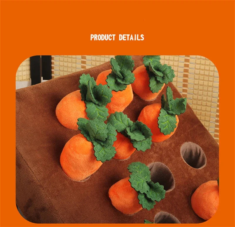 Innovative Dog Toys Snuffle Mat for Small Dogs Plush Carrot Toy Mat Plush Vegetable Field with 6 Pull Carrot Interactive Toys